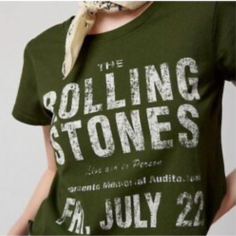 Rolling Stones x People of Leisure Tee Shirt Cropped Green